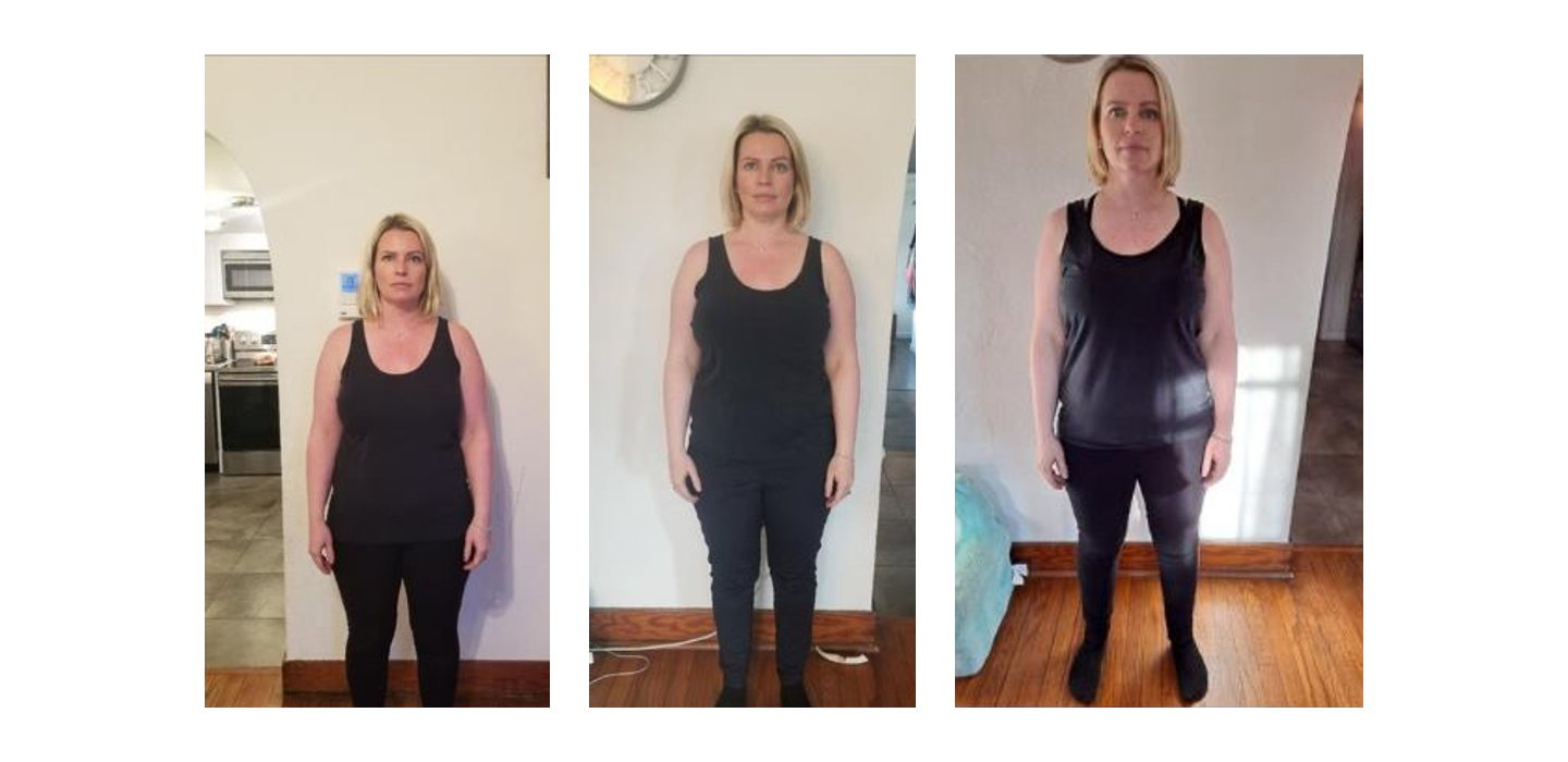 Three front view online training progress photographs